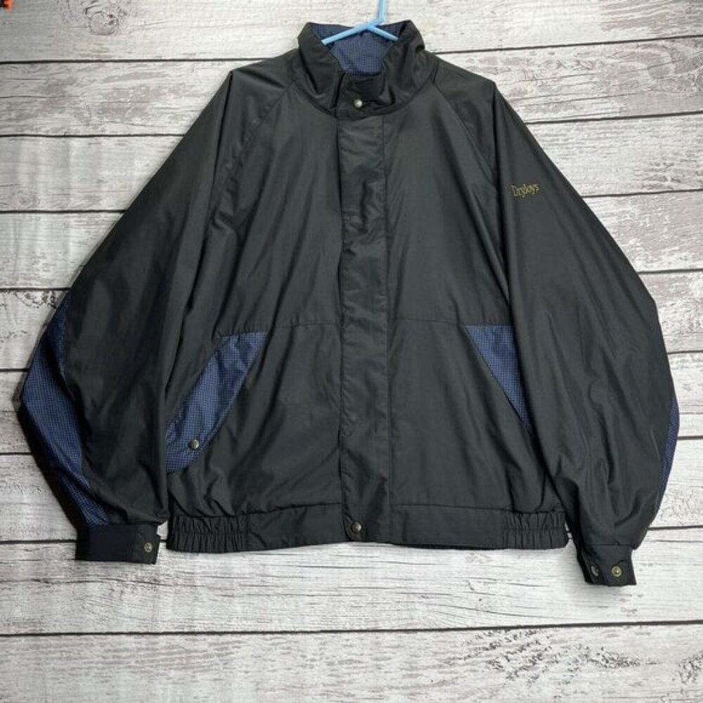 DryJoys By FootJoy Full Zip Windbreaker‎ Jacket Men's XL Black Blue Golf Outdoor